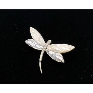 Vintage Sterling Silver MOP AND ABALONE Dragonfly Brooch Pin
